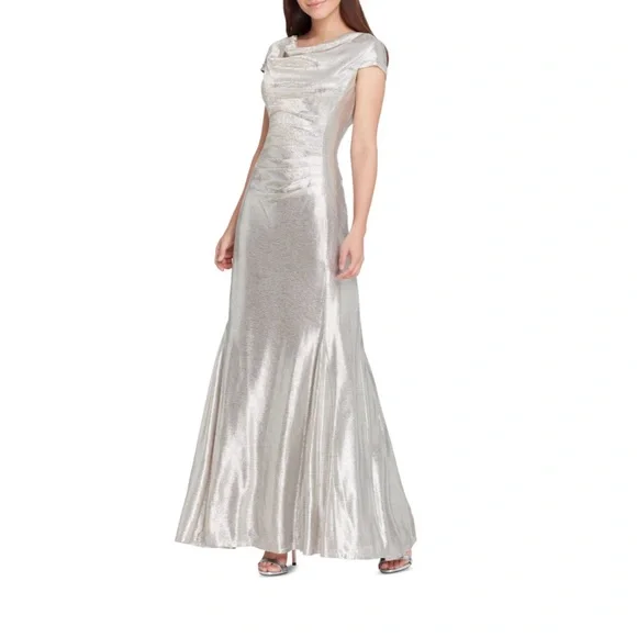 Tahari ASL Dresses Tahari Asl Womens Metallic Cowl Neck